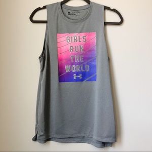Under Armour Girls Run The World Tank Top Gray YXL